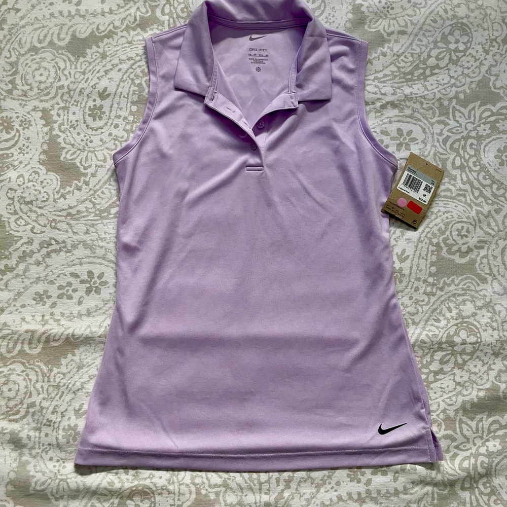 NWT - Nike Women's Victory Golf Dri-Fit Sleeveless Polo Top Lilac Size XS